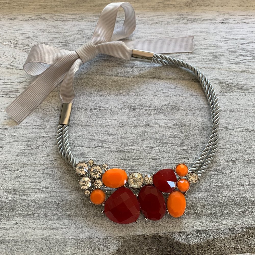 Dyrberg/Kern Darl crystal and resin stone necklace in red orange and yel…